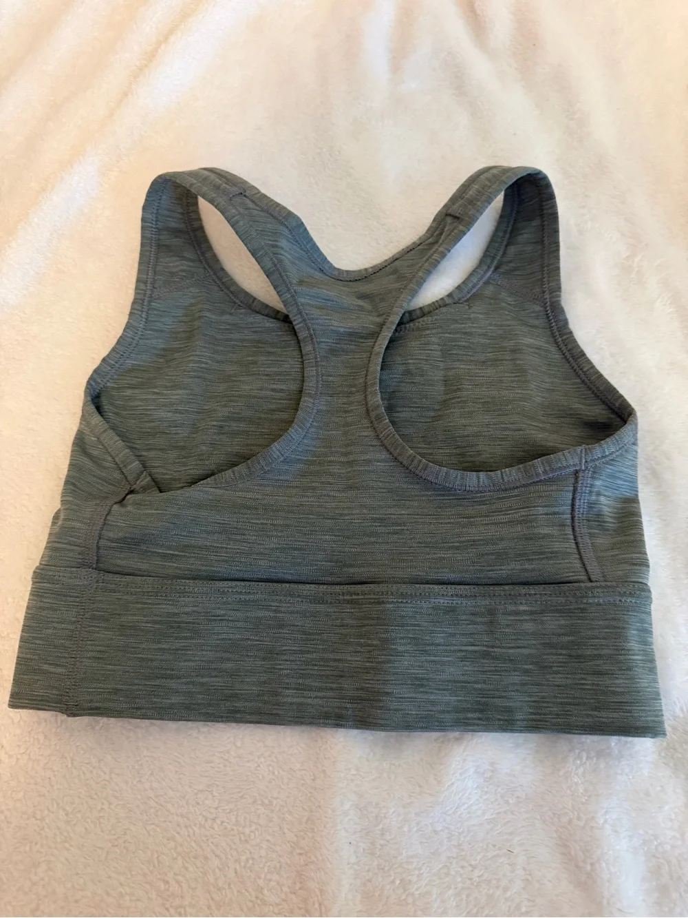 Nike Olive Gray Ribbed Sports Bra with White Logo Tag